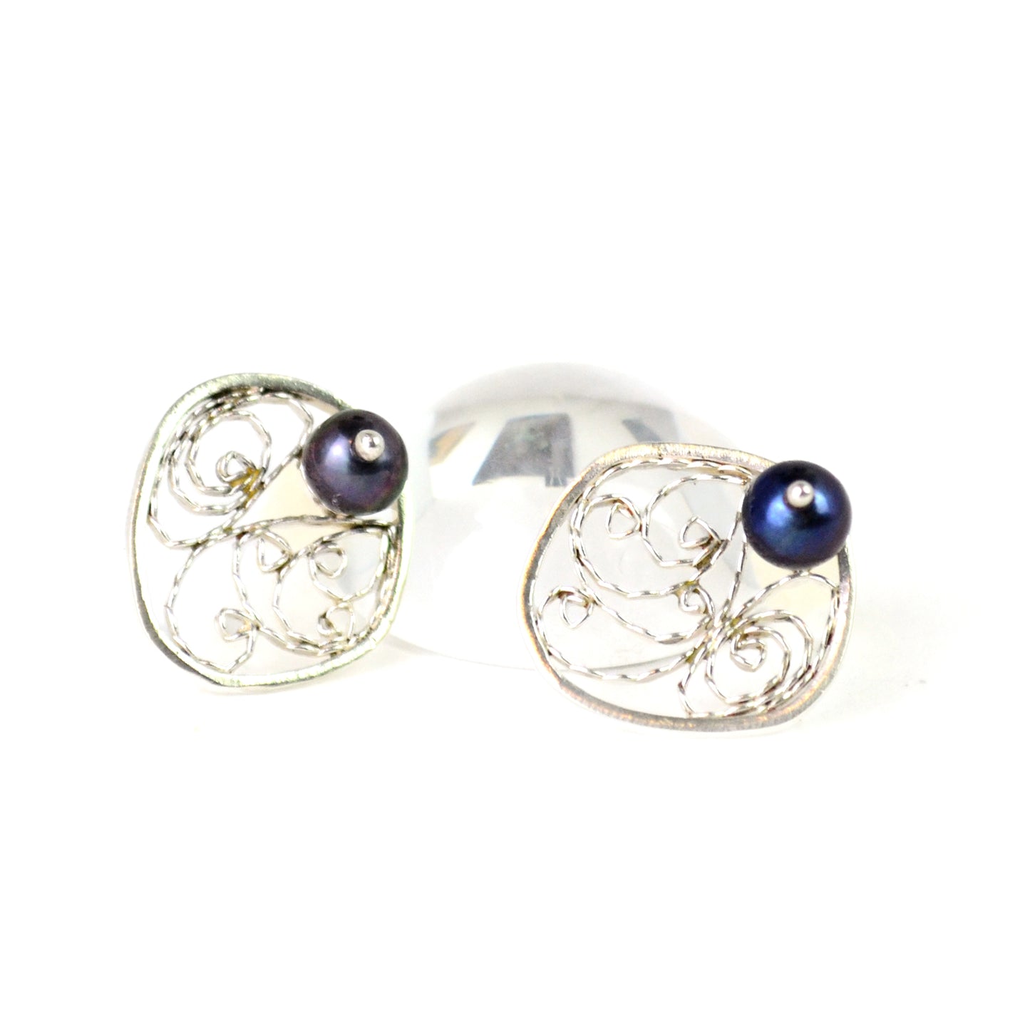 Filigree & Pearl Stud Earrings